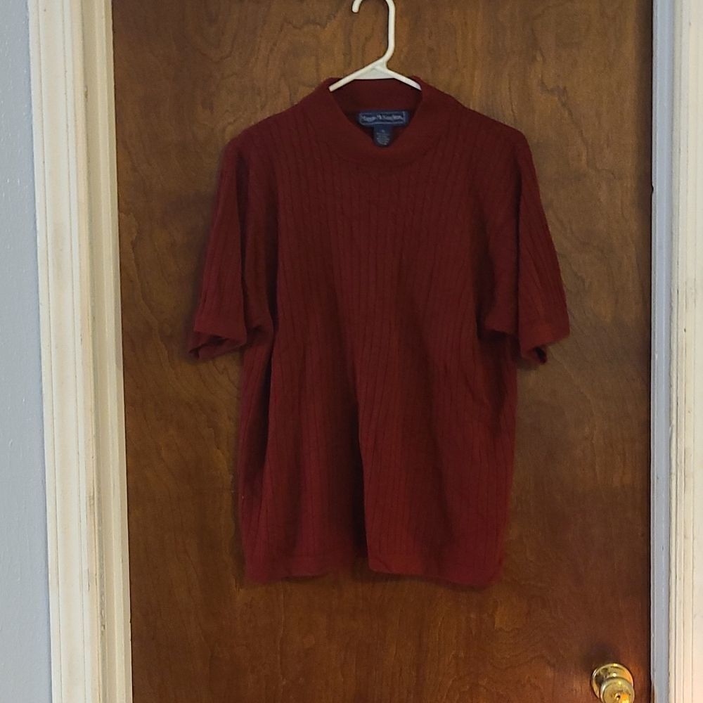 Maggie McNaughton 2X Ladies/Women's Brurgandy Short Sleeved Sweater